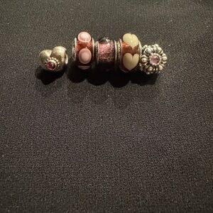Pandora Silver and Purple Beads for Charm Bracelet (5 beads)